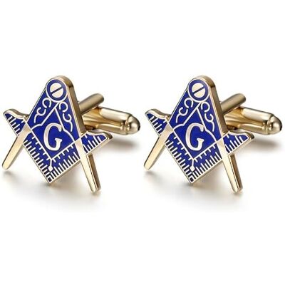 BOBIJOO JEWELRY Boutons de Manchette Franc Maçon Laiton Doréà l'or Fin émail Bleu - Publicité BOBIJOO JEWELRY Boutons de Manchette Franc Maçon Laiton Doréà l'or Fin émail Bleu - Publicité