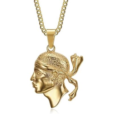 BOBIJOO Jewelry Pendentif Tête de Maure en Acier Inoxydable Doré Or Fin avec Chaîne de 60cm, 30x30mm Bijou Symbolique Corse, 20g - Publicité BOBIJOO Jewelry Pendentif Tête de Maure en Acier Inoxydable Doré Or Fin avec Chaîne de 60cm, 30x30mm Bijou Symbolique Corse, 20g - Publicité