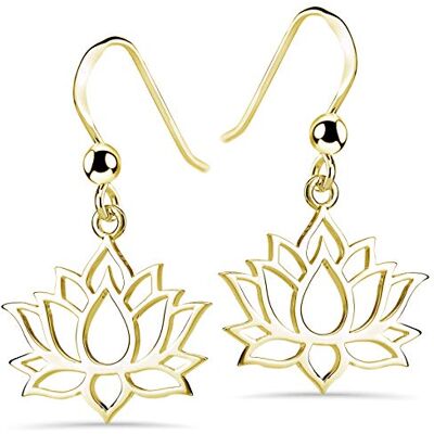 MATERIA by Matthias Wagner Boucles d'oreilles en forme de fleur de lotus plaquées or, en argent sterling 925, or jaune #SO-73-Gold - Publicité MATERIA by Matthias Wagner Boucles d'oreilles en forme de fleur de lotus plaquées or, en argent sterling 925, or jaune #SO-73-Gold - Publicité