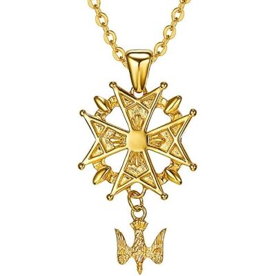 BOBIJOO Jewelry Pendentif Collier Homme Croix Huguenote Protestant Acier Doré Plaqué Or + Chaîne - Publicité BOBIJOO Jewelry Pendentif Collier Homme Croix Huguenote Protestant Acier Doré Plaqué Or + Chaîne - Publicité