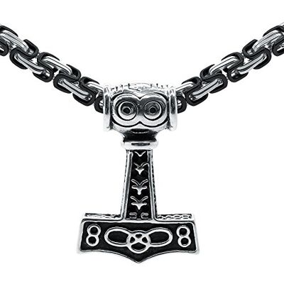 SoulCats Marteau de Thor Marteau de Thor Pendentif Roi chaîne INOX Mjolnir Mjolnir Thor, Couleur: Noir & Argent - Publicité SoulCats Marteau de Thor Marteau de Thor Pendentif Roi chaîne INOX Mjolnir Mjolnir Thor, Couleur: Noir & Argent - Publicité