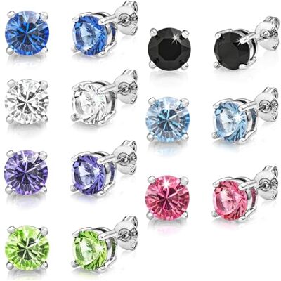 Philip Jones Lot de sept boucles d'oreilles solitaires créées avec des cristaux Zircondia® - Publicité Philip Jones Lot de sept boucles d'oreilles solitaires créées avec des cristaux Zircondia® - Publicité
