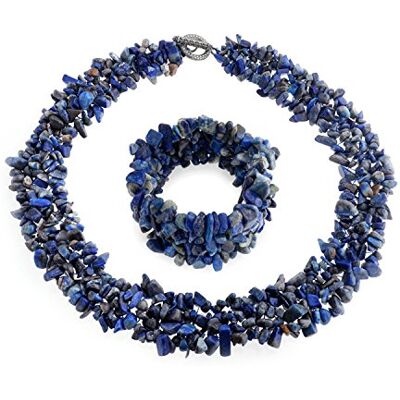 Bling Jewelry Collier Large Bélière En Lapis Bleu Pour Femmes Bracelet Extensible Pour Femmes Paires De Paires - Publicité Bling Jewelry Collier Large Bélière En Lapis Bleu Pour Femmes Bracelet Extensible Pour Femmes Paires De Paires - Publicité