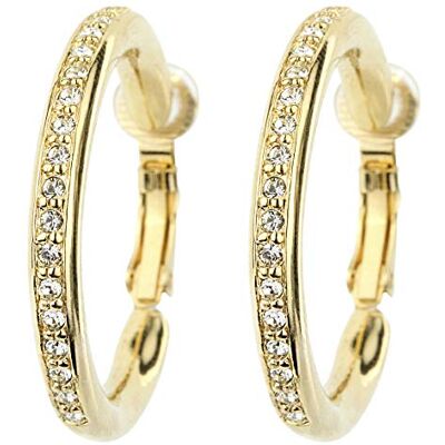 Traveller Boucles d'oreille clip Créoles Cristaux 22ct doré Ø 33mm - Publicité Traveller Boucles d'oreille clip Créoles Cristaux 22ct doré Ø 33mm - Publicité