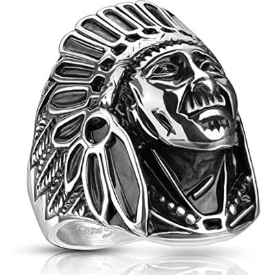 BlackAmazement Bague en acier inoxydable Apache Bouclier indien massif Biker Argent chef bijoux plumes - Publicité BlackAmazement Bague en acier inoxydable Apache Bouclier indien massif Biker Argent chef bijoux plumes - Publicité