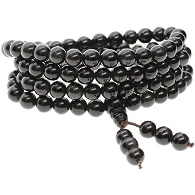 COAI Collier Mala 108 Perles, Chapelet Bouddhiste, Bracelet Obsidienne Noire, 8mm - Publicité COAI Collier Mala 108 Perles, Chapelet Bouddhiste, Bracelet Obsidienne Noire, 8mm - Publicité