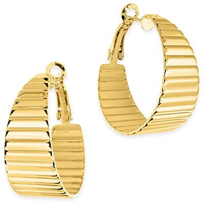 SoulCats Soul-Cats 1 paire boucle d'oreille côtelé légèrement large Hoops, couleur: or - Publicité SoulCats Soul-Cats 1 paire boucle d'oreille côtelé légèrement large Hoops, couleur: or - Publicité