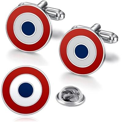 BOBIJOO Jewelry Ensemble bouton de manchette France Cocarde + pins Drapeau Français Symbole - Publicité BOBIJOO Jewelry Ensemble bouton de manchette France Cocarde + pins Drapeau Français Symbole - Publicité
