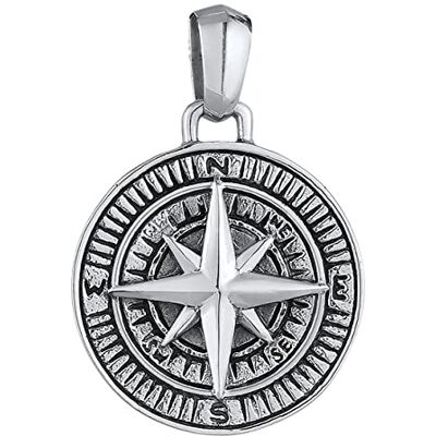 Kuzzoi Pendentif boussole en argent (30 mm) pour chaînes, argent sterling 925 massif pour colliers, accessoire rose des vents de très haute qualité et exclusif (noir, argent oxydé) pour homme - Publicité Kuzzoi Pendentif boussole en argent (30 mm) pour chaînes, argent sterling 925 massif pour colliers, accessoire rose des vents de très haute qualité et exclusif (noir, argent oxydé) pour homme - Publicité