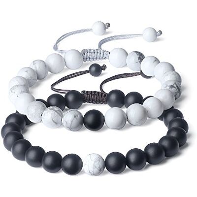 COAI Bracelet Couple Pierres Véritables Cordon Ajustable - Publicité COAI Bracelet Couple Pierres Véritables Cordon Ajustable - Publicité