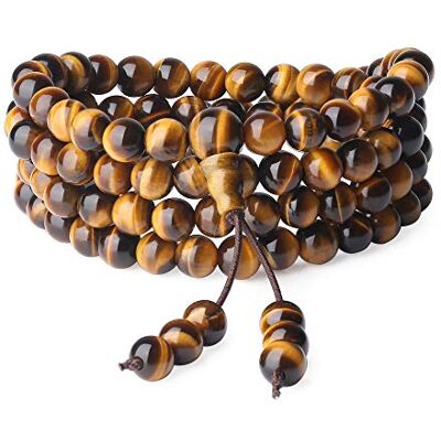 COAI Collier Mala 108 Perles, Chapelet Bouddhiste, Bracelet Œil de Tigre - Publicité COAI Collier Mala 108 Perles, Chapelet Bouddhiste, Bracelet Œil de Tigre - Publicité