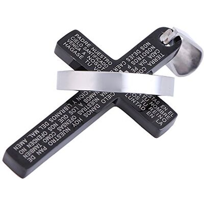 DonDon Pendentif Homme en Acier Inoxydable en Forme de Croix avec Incision Notre père en español Noir - Publicité DonDon Pendentif Homme en Acier Inoxydable en Forme de Croix avec Incision Notre père en español Noir - Publicité