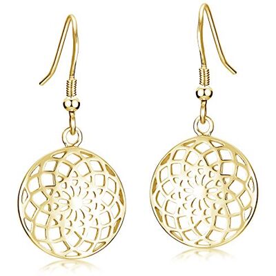 MATERIA by Matthias Wagner Boucles d'oreilles pour femmes – en argent 925 plaqué or – Mandala #SO-451-Gold - Publicité MATERIA by Matthias Wagner Boucles d'oreilles pour femmes – en argent 925 plaqué or – Mandala #SO-451-Gold - Publicité
