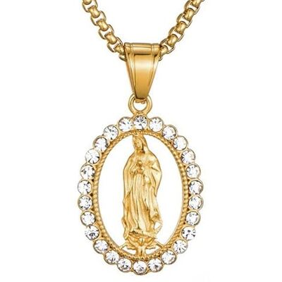 BOBIJOO Jewelry Pendentif Collier Vierge Marie Priante Oval Faux Diamants Acier Inoxydable Plaqué Doré Or - Publicité BOBIJOO Jewelry Pendentif Collier Vierge Marie Priante Oval Faux Diamants Acier Inoxydable Plaqué Doré Or - Publicité