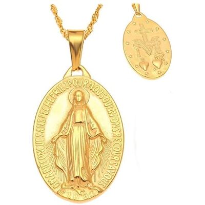BOBIJOO Jewelry Pendentif Médaille Vierge Marie Miraculeuse Acier Doré Or Plaqué Chaîne Singapour - Publicité BOBIJOO Jewelry Pendentif Médaille Vierge Marie Miraculeuse Acier Doré Or Plaqué Chaîne Singapour - Publicité