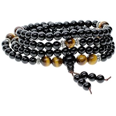 COAI Collier Mala Bracelet Pierre Onyx Œil de Tigre Unisexe - Publicité COAI Collier Mala Bracelet Pierre Onyx Œil de Tigre Unisexe - Publicité