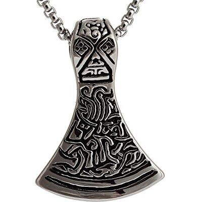 DonDon Collier avec pendentif en forme de hache de Thor pour homme Pochette à bijoux noire incluse - Publicité DonDon Collier avec pendentif en forme de hache de Thor pour homme Pochette à bijoux noire incluse - Publicité