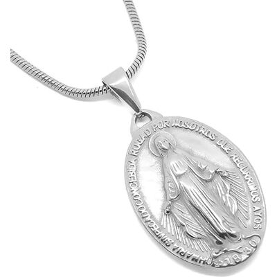 BOBIJOO Jewelry Médaille Pendentif Vierge Marie Miraculeuse Acier Argenté Communion + Chaîne - Publicité BOBIJOO Jewelry Médaille Pendentif Vierge Marie Miraculeuse Acier Argenté Communion + Chaîne - Publicité