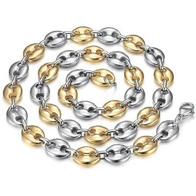 BOBIJOO Jewelry Chaîne Collier Grain de café Bicolore Acier Inoxydable Argenté Doré Or 11mm 60cm - Publicité BOBIJOO Jewelry Chaîne Collier Grain de café Bicolore Acier Inoxydable Argenté Doré Or 11mm 60cm - Publicité