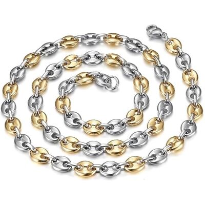 BOBIJOO Jewelry Chaîne Collier Grain de café Bicolore Acier Inoxydable Argenté Doré Or 7mm 60cm - Publicité BOBIJOO Jewelry Chaîne Collier Grain de café Bicolore Acier Inoxydable Argenté Doré Or 7mm 60cm - Publicité