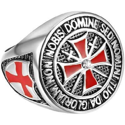 BOBIJOO Jewelry Chevalière Bague Anneau Homme Chevalier Templier Tout Argenté Croix Rouge Email Diamant Trésor 73 (14 US) - Publicité BOBIJOO Jewelry Chevalière Bague Anneau Homme Chevalier Templier Tout Argenté Croix Rouge Email Diamant Trésor 73 (14 US) - Publicité