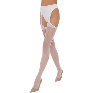 Fiore Collant ouvert femme effet porte-Jaretelles sexy en voile 20 DEN soyeux – S, M, L, XL Blanc T2 - Publicité Fiore Collant ouvert femme effet porte-Jaretelles sexy en voile 20 DEN soyeux – S, M, L, XL Blanc T2 - Publicité