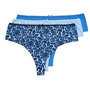Ulla Popken Lot de 3 Strings Grande Taille pour Femme Motif léopard/Tons Bleus, Bleu Nuit, 48-50 - Publicité Ulla Popken Lot de 3 Strings Grande Taille pour Femme Motif léopard/Tons Bleus, Bleu Nuit, 48-50 - Publicité