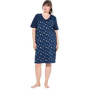Ulla Popken Femme Grandes Tailles Chemise de Nuit à Fleurs, Broderie sur Le Buste, décolleté en V et Manches Courtes Bleu Nuit 50+ 139-50+ - Publicité Ulla Popken Femme Grandes Tailles Chemise de Nuit à Fleurs, Broderie sur Le Buste, décolleté en V et Manches Courtes Bleu Nuit 50+ 139-50+ - Publicité
