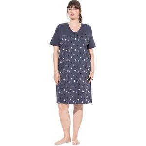 Ulla Popken Femme Grandes Tailles Chemise de Nuit à Fleurs, Broderie sur Le Buste, décolleté en V et Manches Courtes Gris foncé 46+ 102-46+ - Publicité Ulla Popken Femme Grandes Tailles Chemise de Nuit à Fleurs, Broderie sur Le Buste, décolleté en V et Manches Courtes Gris foncé 46+ 102-46+ - Publicité