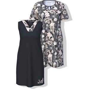 Ulla Popken 2 Pcs Bigshirts, Palmes Spring 2 Grandes Chemises, Palmiers Printemps, Noir, 50-52 Femmes - Publicité Ulla Popken 2 Pcs Bigshirts, Palmes Spring 2 Grandes Chemises, Palmiers Printemps, Noir, 50-52 Femmes - Publicité