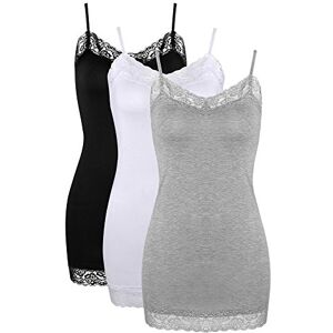 SATINIOR Lot de 3 Débardeurs Cami Femme Camisole Spaghetti Débardeurs avec Dentelle, Gris Blanc et Noir,S - Publicité SATINIOR Lot de 3 Débardeurs Cami Femme Camisole Spaghetti Débardeurs avec Dentelle, Gris Blanc et Noir,S - Publicité
