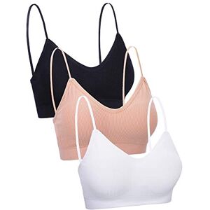 Boao 3 Pièces V Col Tube Top Bra Bandeau Camisole Rembourré sans Couture Soutien-Gorge de Sport Soutien-Gorge de Sommeil avec Bretelles Élastiques (Noir, Blanc, Couleur de Peau, S-M) - Publicité Boao 3 Pièces V Col Tube Top Bra Bandeau Camisole Rembourré sans Couture Soutien-Gorge de Sport Soutien-Gorge de Sommeil avec Bretelles Élastiques (Noir, Blanc, Couleur de Peau, S-M) - Publicité