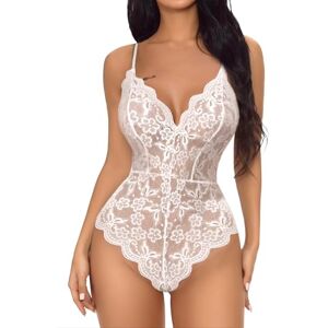 Buitifo Femmes Body en Dentelle Lingerie Sexy Teddy V-Cou One-Piece Babydoll Pyjama Négligé (Blanc-S) - Publicité Buitifo Femmes Body en Dentelle Lingerie Sexy Teddy V-Cou One-Piece Babydoll Pyjama Négligé (Blanc-S) - Publicité