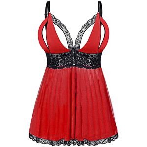 EVELIFE Femme Babydoll Ensemble Lingerie Grande Taille Dentelle Chemise Vêtement de Nuit Sexy Robe avec G-String(Rouge XXL) - Publicité EVELIFE Femme Babydoll Ensemble Lingerie Grande Taille Dentelle Chemise Vêtement de Nuit Sexy Robe avec G-String(Rouge XXL) - Publicité