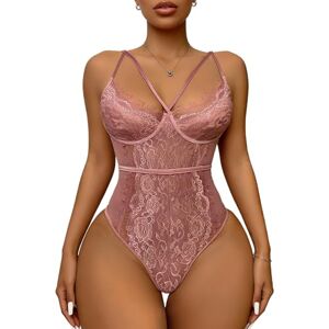 Buitifo Body Sexy pour Femme Une Pièce Babydoll Cils Teddy Lingerie Négligé en Dentelle(Rose-L - Publicité Buitifo Body Sexy pour Femme Une Pièce Babydoll Cils Teddy Lingerie Négligé en Dentelle(Rose-L - Publicité