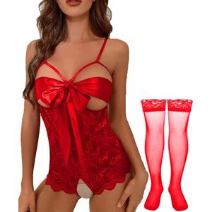 NLAND Ensembles de Lingerie pour Femmes 2 Pieces Babydoll Body en Dentelle Florale sous-Vêtements Nuisettes Vêtement de Nuit avec Bas - Publicité NLAND Ensembles de Lingerie pour Femmes 2 Pieces Babydoll Body en Dentelle Florale sous-Vêtements Nuisettes Vêtement de Nuit avec Bas - Publicité