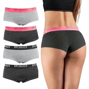 BRUBAKER Lot de 4 Culottes pour Femmes Pantalon en Coton sous-Vêtement Hipster avec Taille Étirée Gris et Anthracite – S - Publicité BRUBAKER Lot de 4 Culottes pour Femmes Pantalon en Coton sous-Vêtement Hipster avec Taille Étirée Gris et Anthracite – S - Publicité