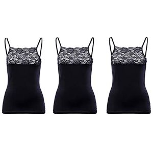 Maria Angel Lot de 3 camisoles à bretelles en coton uni avec bordure en dentelle pour femme 5010, Noir , XL - Publicité Maria Angel Lot de 3 camisoles à bretelles en coton uni avec bordure en dentelle pour femme 5010, Noir , XL - Publicité