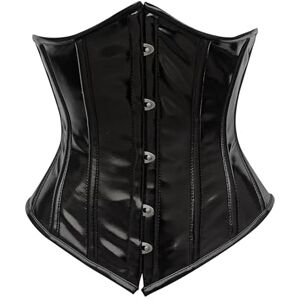 OH WEARS Corset basque et corsets en PVC noir pour femme Corset d'entraînement sous la poitrine en vinyle noir avec lacets serrés Corset grande taille avec baleines en acier serre-taille, Noir - Publicité OH WEARS Corset basque et corsets en PVC noir pour femme Corset d'entraînement sous la poitrine en vinyle noir avec lacets serrés Corset grande taille avec baleines en acier serre-taille, Noir - Publicité