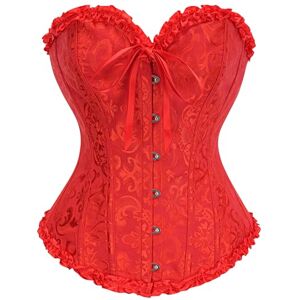 SZIVYSHI Femme Grande Taille Gothique Satin Corset Sein Nu Minceur Lingerie avec Ruban Lacet et G-String Rouge, S - Publicité SZIVYSHI Femme Grande Taille Gothique Satin Corset Sein Nu Minceur Lingerie avec Ruban Lacet et G-String Rouge, S - Publicité