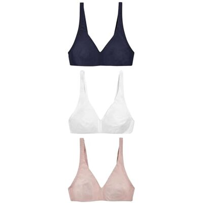 NEXT Femme Soutien-Gorge Ultimate Comfort en mélange de Coton Non rembourré et sans Armatures, Lot de 3 Blanc/Bleu Marine/Rose 75 B - Publicité NEXT Femme Soutien-Gorge Ultimate Comfort en mélange de Coton Non rembourré et sans Armatures, Lot de 3 Blanc/Bleu Marine/Rose 75 B - Publicité