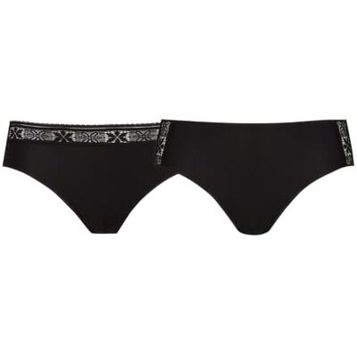 WELL Lot de 2 Slips Duo Florentin en Dentelle Florale Noir 36/38 - Publicité WELL Lot de 2 Slips Duo Florentin en Dentelle Florale Noir 36/38 - Publicité