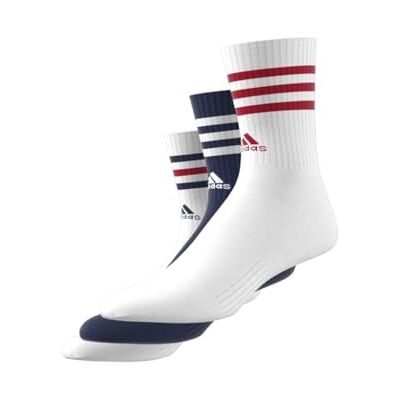 Adidas 3STRIPES CUSHIONED SPORTSWEAR CREW SOCKS 3 PAIR PACK, CHAUSSETTES ÉQUIPE Mixte Enfant, white/team navy blue/white/better scarlet, - Publicité Adidas 3STRIPES CUSHIONED SPORTSWEAR CREW SOCKS 3 PAIR PACK, CHAUSSETTES ÉQUIPE Mixte Enfant, white/team navy blue/white/better scarlet, - Publicité