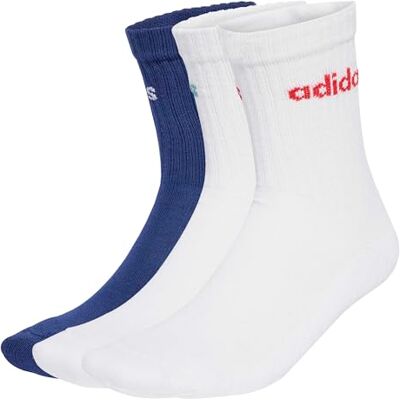 Adidas Mixte Linear Crew Cushioned Socks 3 Pairs, Dark Blue/White/White, 6.5-8 - Publicité Adidas Mixte Linear Crew Cushioned Socks 3 Pairs, Dark Blue/White/White, 6.5-8 - Publicité
