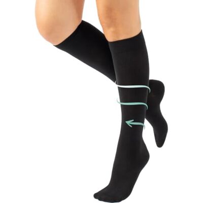 CALZITALY Mi-Bas de Maintien en Coton Chaussettes Hautes de Compression Graduée Moyenne Mi-Bas Unisexe de Soutien Médical 14-16 mm/Hg Bleu, Gris, Noir S, M, L, XL, XXL Made in Italy (M, NOIR) - Publicité CALZITALY Mi-Bas de Maintien en Coton Chaussettes Hautes de Compression Graduée Moyenne Mi-Bas Unisexe de Soutien Médical 14-16 mm/Hg Bleu, Gris, Noir S, M, L, XL, XXL Made in Italy (M, NOIR) - Publicité