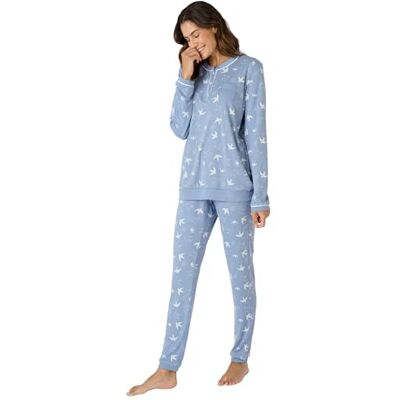 Damart Pyjama Thermolactyl en Maille Interlock Femme Bleu Imprimé Taille 38-40 (S) - Publicité Damart Pyjama Thermolactyl en Maille Interlock Femme Bleu Imprimé Taille 38-40 (S) - Publicité
