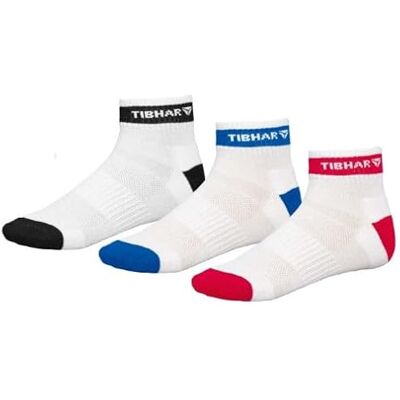 Tibhar Lot de 3 paires de chaussettes de tennis de table basiques Chaussettes de sport Chaussettes fonctionnelles, rouge, noir et bleu, 44-46 - Publicité Tibhar Lot de 3 paires de chaussettes de tennis de table basiques Chaussettes de sport Chaussettes fonctionnelles, rouge, noir et bleu, 44-46 - Publicité