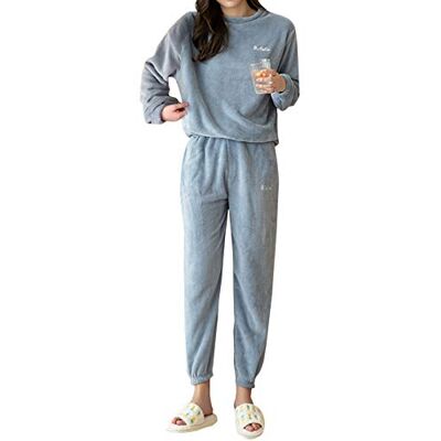 Minetom Femme Pyjama Ensemble Hiver Manche Longue Chaud Doux Toison Polaire Vêtements de Nuit Intérieur Deux Pièces Tops et Pantalon A Bleu 40 - Publicité Minetom Femme Pyjama Ensemble Hiver Manche Longue Chaud Doux Toison Polaire Vêtements de Nuit Intérieur Deux Pièces Tops et Pantalon A Bleu 40 - Publicité