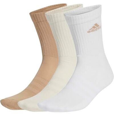Adidas Mixte Cushioned Crew Socks 3 Pairs, White/Wonder White/Warm Sandstone, 2.5-4 - Publicité Adidas Mixte Cushioned Crew Socks 3 Pairs, White/Wonder White/Warm Sandstone, 2.5-4 - Publicité