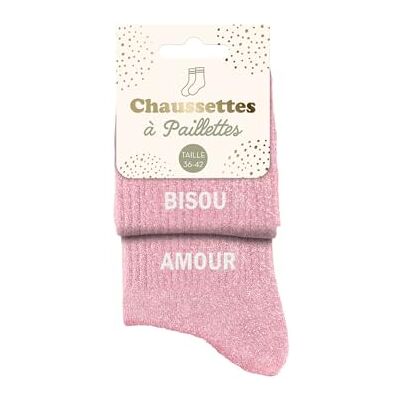 STC Chaussettes paillettes duo bisou amour - Publicité STC Chaussettes paillettes duo bisou amour - Publicité